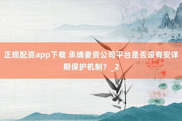 正规配资app下载 承嫡妻资公司平台是否设有安详期保护机制？_2
