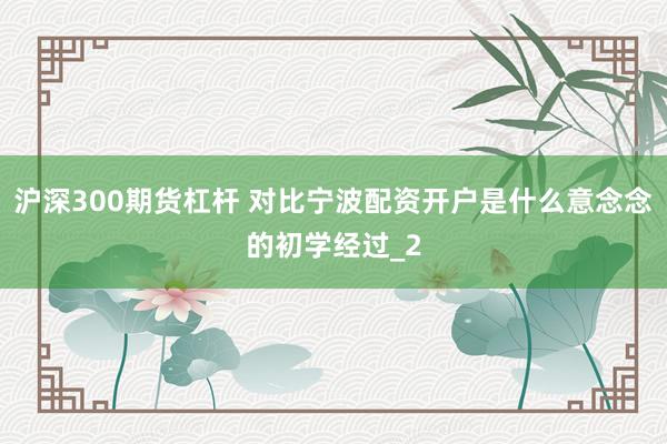 沪深300期货杠杆 对比宁波配资开户是什么意念念的初学经过_2